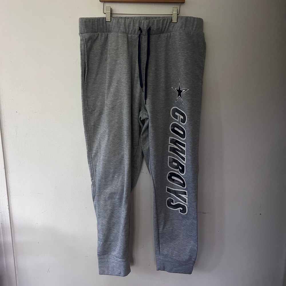 NFL Dallas Cowboys Zubaz Mens XL Heather Grey Jogger Sweatpants Lounge Pants